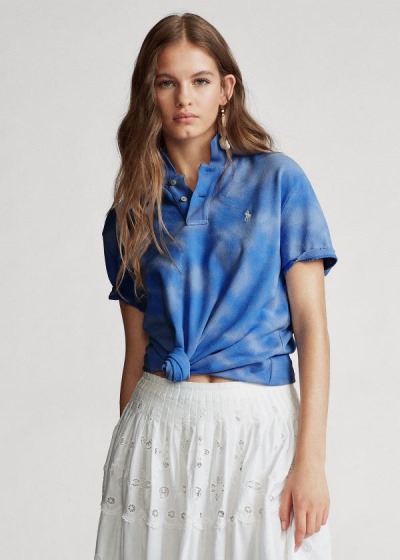 Camisa Polo Polo Ralph Lauren Mujer Azules - Classic Fit Frayed - IMYNP5120